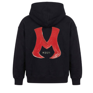 MSGM Felpa Nera Con Cappuccio E Stampa F6MSJBHS275/110 Per Bambini