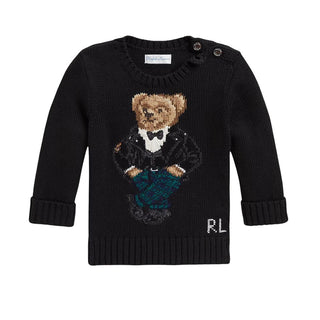 Polo Ralph Lauren Maglia Nera Con Polo Bear 320B29194001 Per Neonato