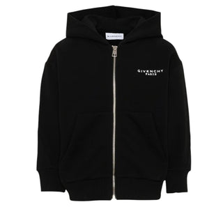 Givenchy Felpa Nera Con Zip E Cappuccio H31285/09B Per Bambini