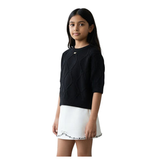 Elisabetta Franchi Maglia A Maniche Corte In Misto Lana EFMA174.C Per Bambina