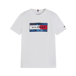 Tommy Hilfiger T-shirt Bianca Con Stampa KB0KB10769-YBRJ Per Bambino