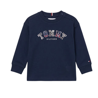 Tommy Hilfiger T-shirt Blu A Maniche Lunghe Con Logo KB0KB10651-C1G Per Neonato