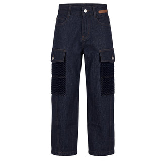 Lanvin Jeans Cargo In Denim N30443/Z28 Per Bambini