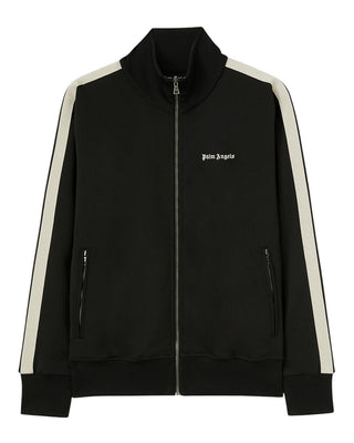 Palm Angels Felpa nera Track con zip e logo PMBD058C99FAB0021003