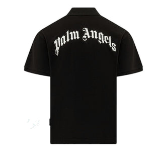 Palm Angels Polo Nera In Piquet Con Logo PMGB012S26FAB005N