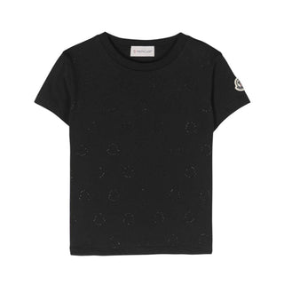 Moncler T-shirt Nera A Maniche Corte Con Strass J19548C00025-999