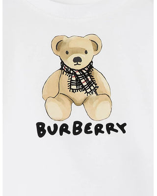 Burberry T-shirt bianca in jersey con orsetto Thomas 8112507