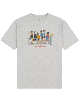 New Balance T-shirt grigia a maniche corte con stampa LAKB0023