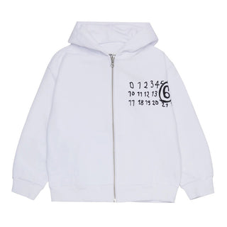 MM6 Maison Margiela Felpa bianca con zip e cappuccio M60872-MM02X