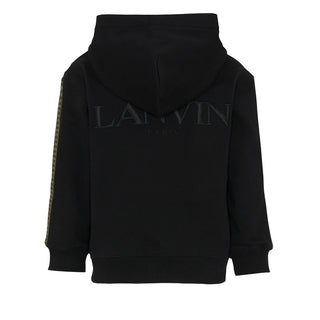 Lanvin Felpa nera in cotone con cappuccio e logo N30298