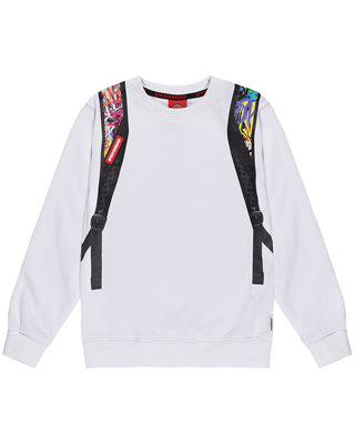 SPRAYGROUND Felpa bianca in cotone con stampa SPY1371G