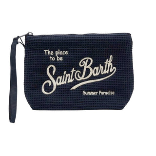 Mc2 Saint Barth Pochette Aline In Cotone Blu Effetto Waffle ALI0050/00244L