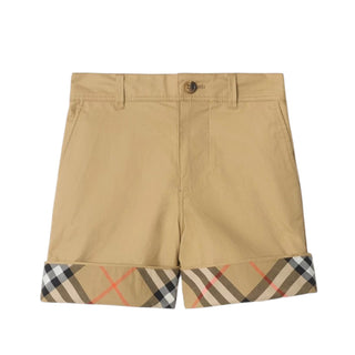 Burberry Bermuda Beige In Twill Con Risvolto Check 8133464 Per Bambino