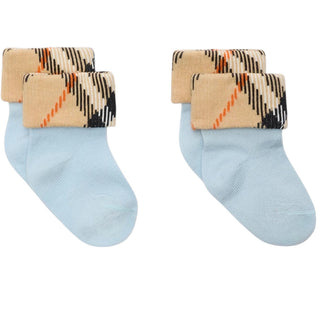 Burberry Set Con Due Paia Di Calzini Azzurri 8121865 Per Neonato