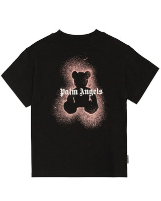 Palm Angels T-shirt nera in jersey con stampa Bear e logo PGAA002F25JER00A1030