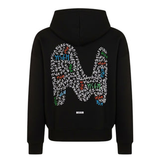 Msgm Felpa Nera Con Zip E Cappuccio S6MSJBZH238