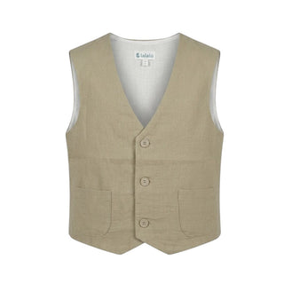 Lalalù Gilet Beige In Misto Lino Per Bambino GLL140RB