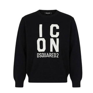 Dsquared2 Maglia Girocollo Nera In Misto Lana Per Bambini DQ2026-D003F