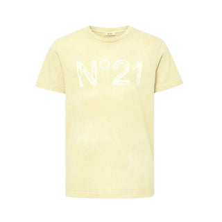 N21 T-shirt gialla Stone Wash con logo N21917-N0335