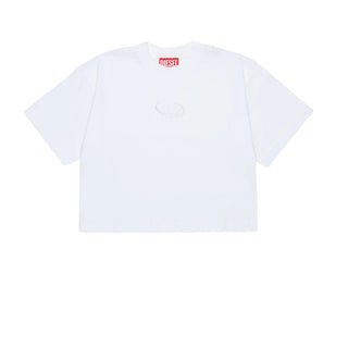 Diesel T-shirt Cropped Bianca Con Logo J02918-00YI9-K100 Per Bambina