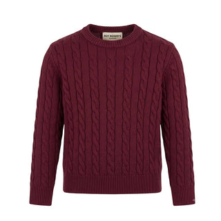 Roy Roger's Maglia Bordeaux A Trecce In Misto Lana RH152/2557 Per Bambini