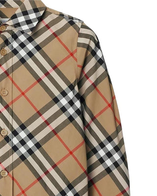 Burberry Camicia beige in popeline a maniche lunghe Check 8088966