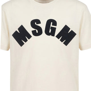 MSGM T-shirt Avorio Con Logo Blu F6MSJGTH096/013/21 Per Bambini