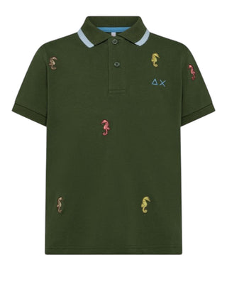 Sun68 Polo A Maniche Corte A35328 Con Ricami