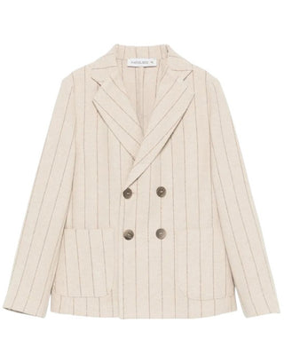 Manuel Ritz Giacca doppiopetto beige in misto lana MR2785