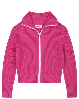 Zadig & Voltaire Cardigan fucsia con zip X60213