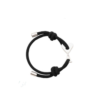 Amis Paris Bracciale Ami De Coeur In Ottone Argentato Con Cordoncino Nero UJW456.HW0021