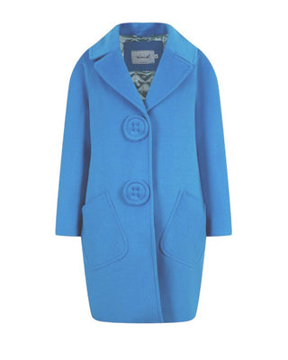 Mimisol Cappotto azzurro in panno da bambina MFCT043