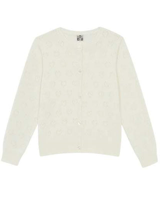 Bonton Cardigan avorio con dettagli traforati a cuore PAKNIT323CA
