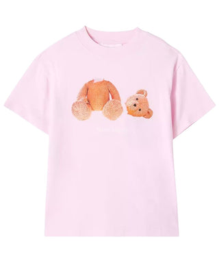Palm Angels T-shirt rosa in jersey con stampa Bear e logo PGAA002C99JER0083B03