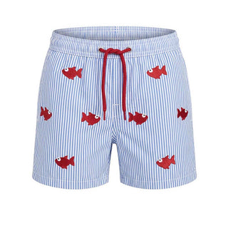 Mc2 Saint Barth Costume Jean A Righe Azzurre E Ricamo Pesci Per Bambino JEA0011/00603L