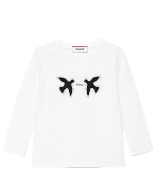 Pinko T-shirt bianca in jersey a maniche lunghe F4PIBGHT164