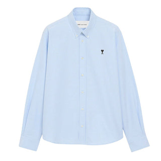 Amis Paris Camicia Oxford Celeste In Cotone Con Ricamo HSH763.CO0031/450