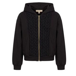 TWINSET Felpa Nera Con Zip E Cappuccio 262GJ2270 Per Bambina