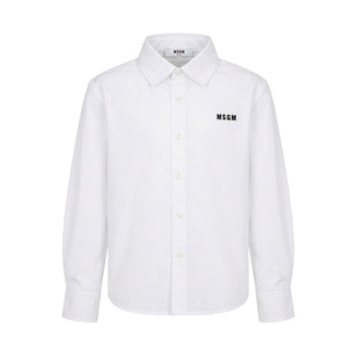 MSGM Camicia Bianca In Popeline Con Stampa F6MSJUSI191/002 Per Bambino