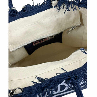 Mc2 Saint Barth Borsa Colette In Canvas Blu Navy Con Logo COL0001/00097L