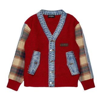 Dsquared2 Cardigan In Lana Con Dettagli In Denim DQ3407-D0AJC-DQ452 Per Bambini