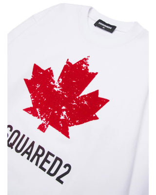 Dsquared2 Felpa in cotone bianca con stampa DQ3005 D00ZF