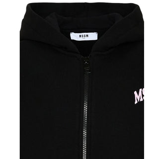 MSGM Felpa Nera Con Zip E Cappuccio F6MSJGZH032/110 Per Bambina