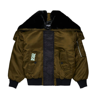 Dsquared2 Giubbino Bomber Verde Con Logo DQ3412-D0AIB-DQ558 Per Bambino