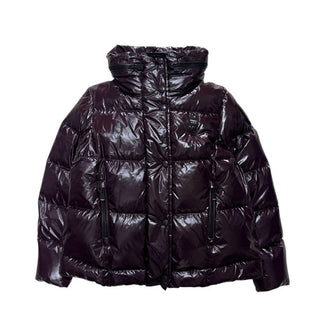 Blauer Giubbino trapuntato in nylon laqué da bambina 23WBLGC03288