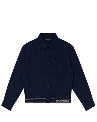 Emporio Armani Camicia blu in popeline con logo 3R4CJC-4NIWZ