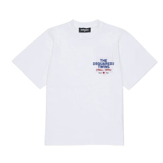 Dsquared2 T-shirt Girocollo Bianca Con Taschino Logato DQ3166-D004G-DQ100