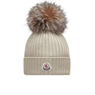 Moncler Cappello in lana a coste con pompon K29543B00011