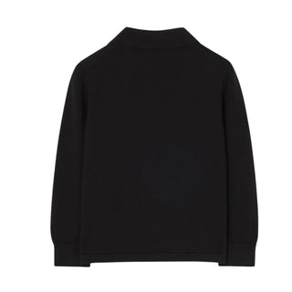 Burberry Polo Nera In Maglia Con Cavaliere 8125922 Per Bambino