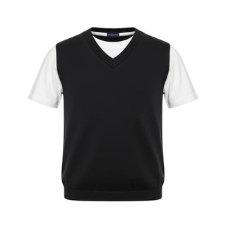 Emanuel Pris T-shirt In Filo Nera Da Bambino ETS3171R
